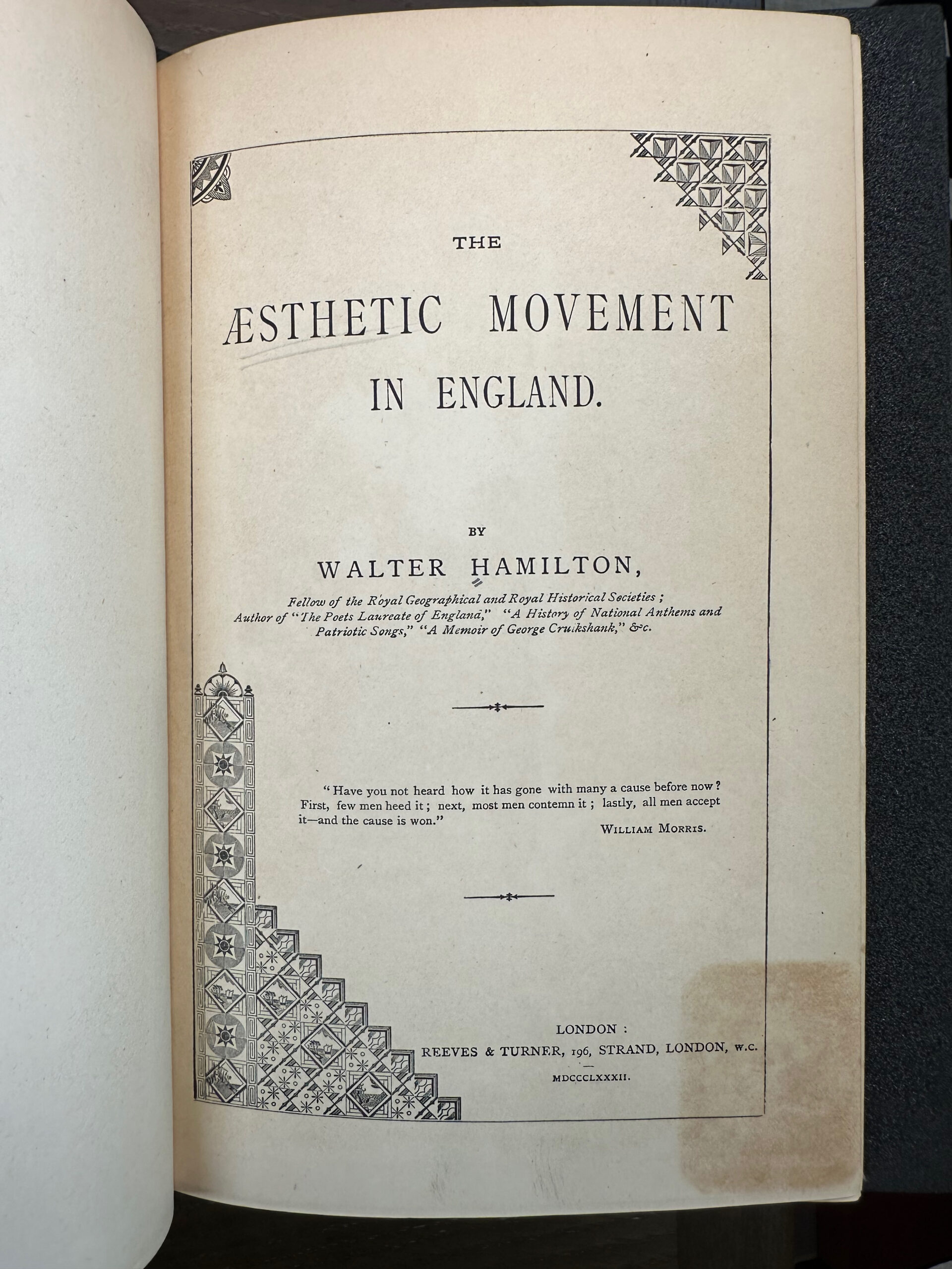 The Aesthetic Movement in England, 1882, PR466 .H222