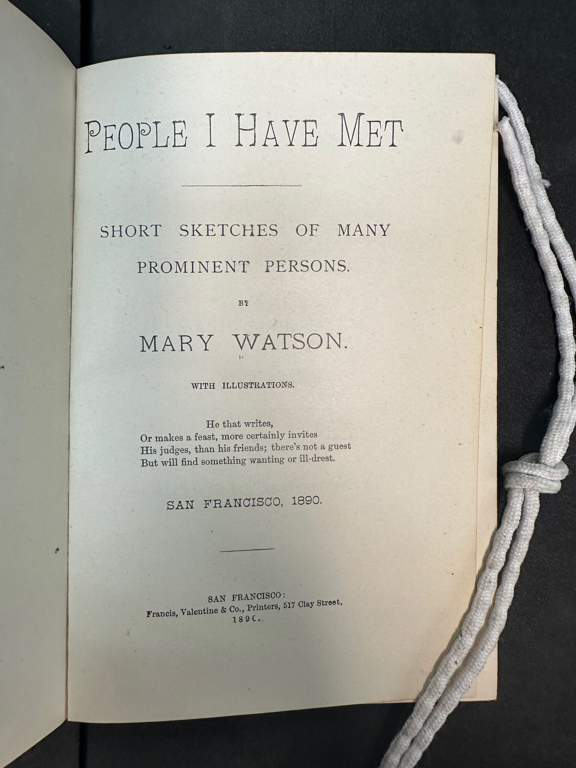 People I Have Met, 1890, PR5825 .W34 *